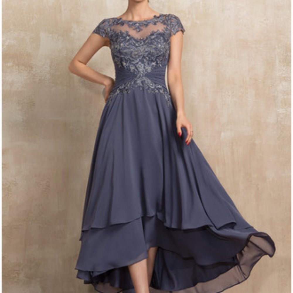 Mother of the Bride Dress/Formal - A-line Illusion Asymmetrical Chiffon Lace